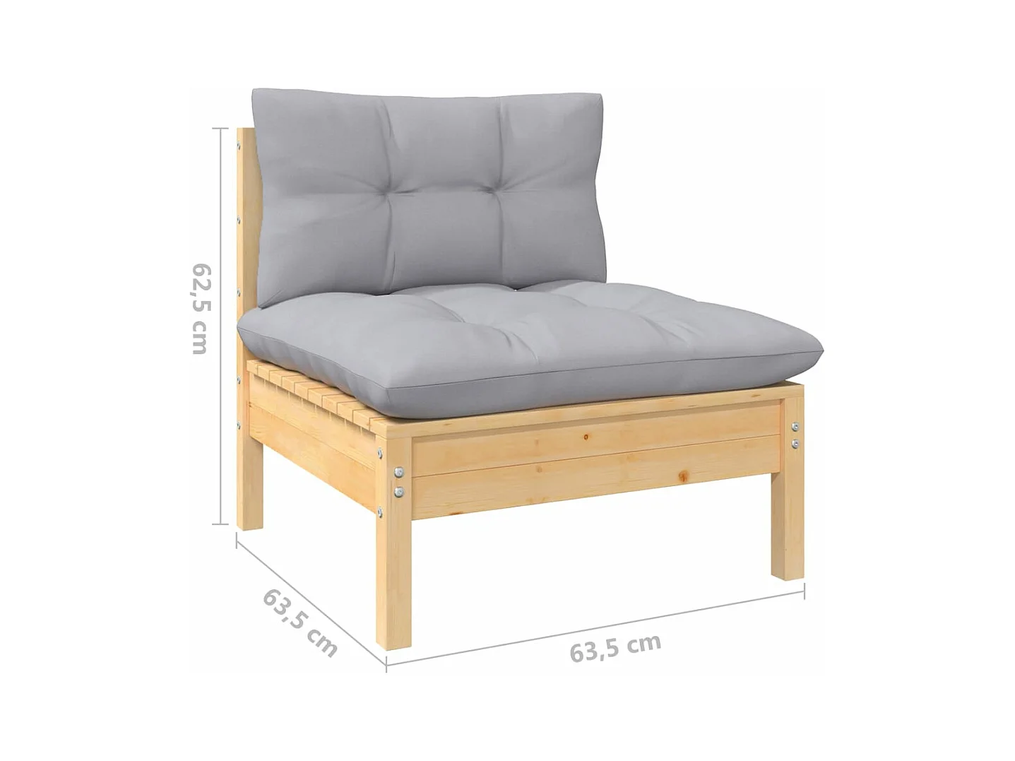 Salon de jardin 10 pcs avec coussins gris bois de pin massif