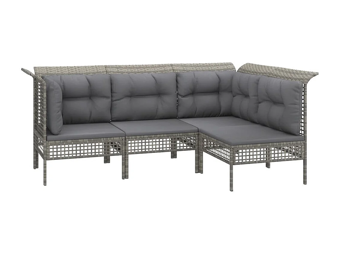 Salon de jardin 8 pcs avec coussins Gris Résine tressée