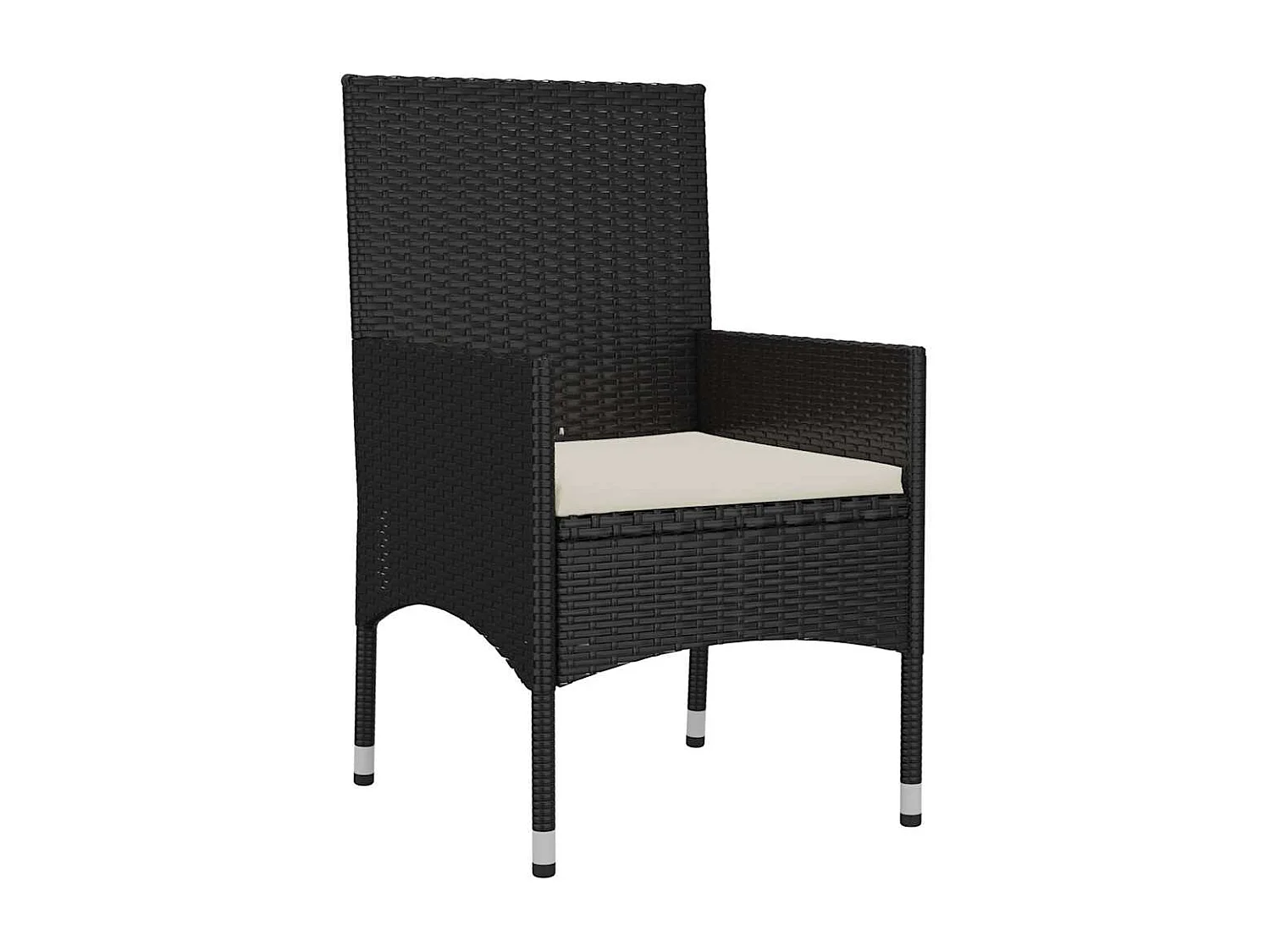 Salon de jardin 4 pcs avec coussins Noir Résine tressée