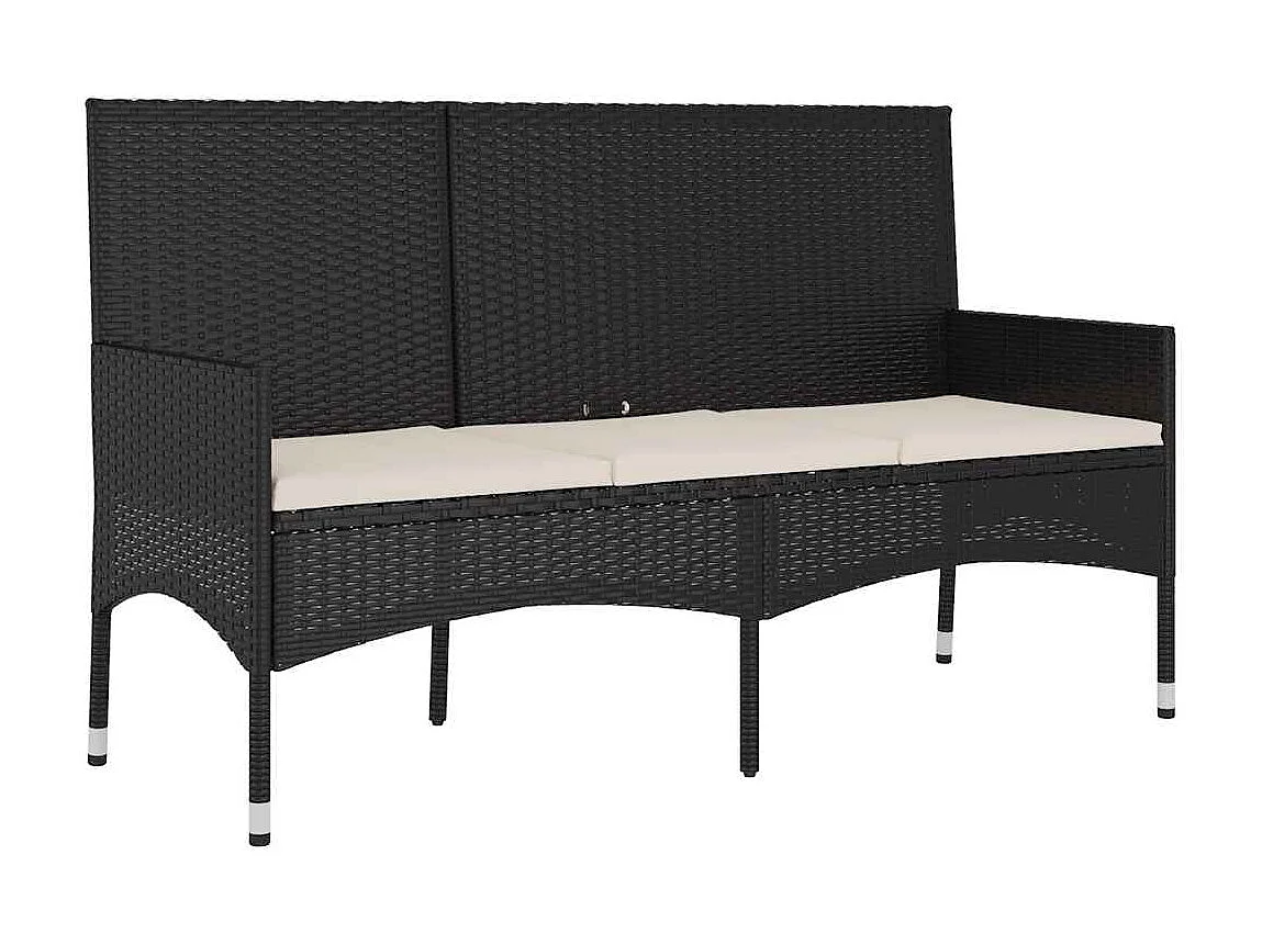 Salon de jardin 4 pcs avec coussins Noir Résine tressée