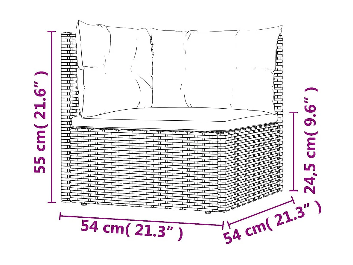 Salon de jardin 4 pcs avec coussins Gris Résine tressée