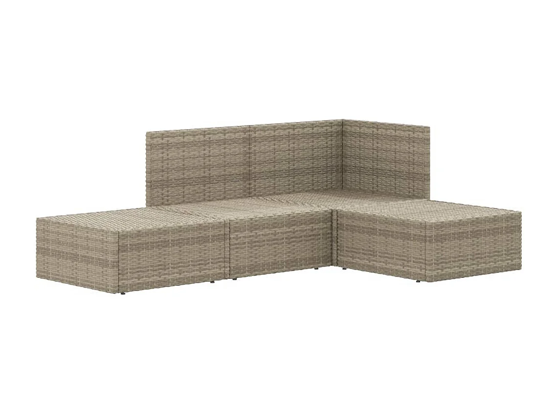 Salon de jardin 4 pcs avec coussins Gris Résine tressée