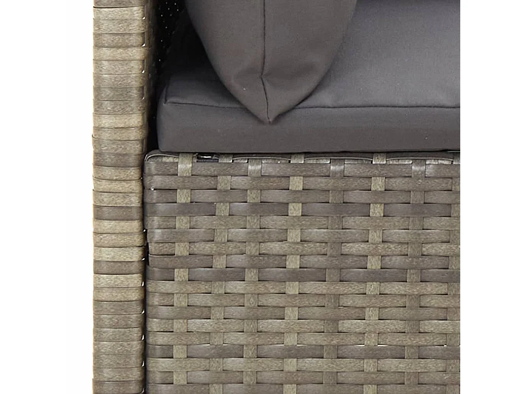 Salon de jardin 4 pcs avec coussins Gris Résine tressée