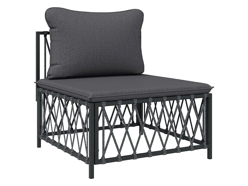 Set Salotto da Giardino 5 pz con Cuscini in Acciaio Antracite