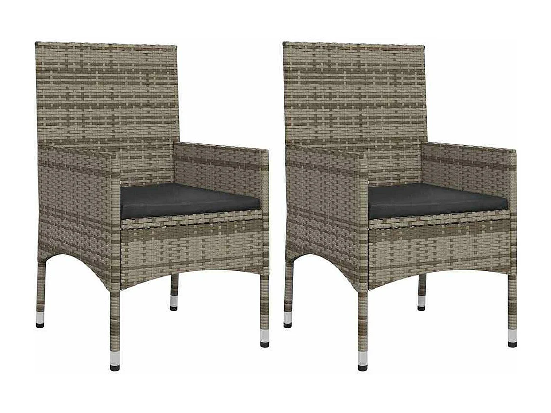 4 pcs conjunto lounge de jardim c/ almofadões vime PE cinzento