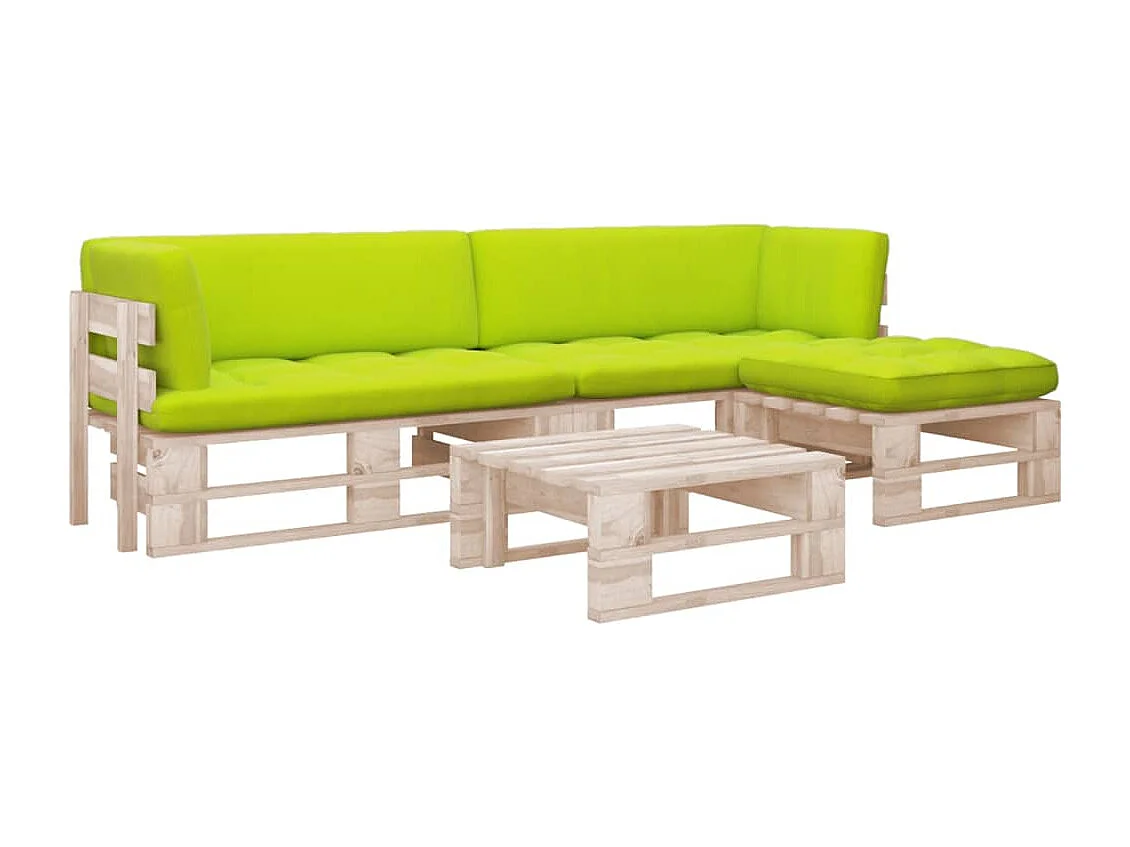 4-delige Loungeset pallet met kussens geïmpregneerd grenenhout