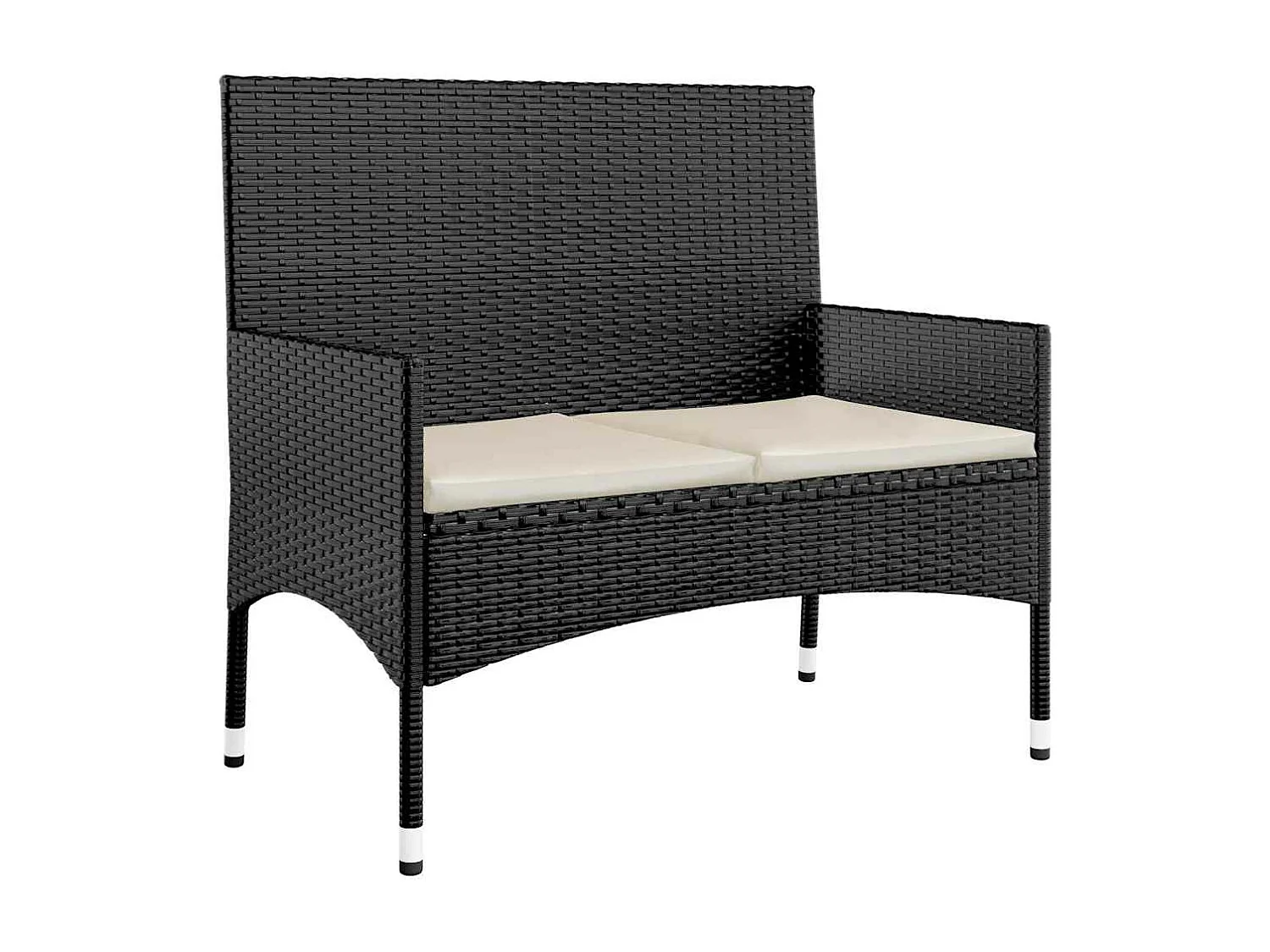 Salon de jardin 4 pcs avec coussins Noir Résine tressée