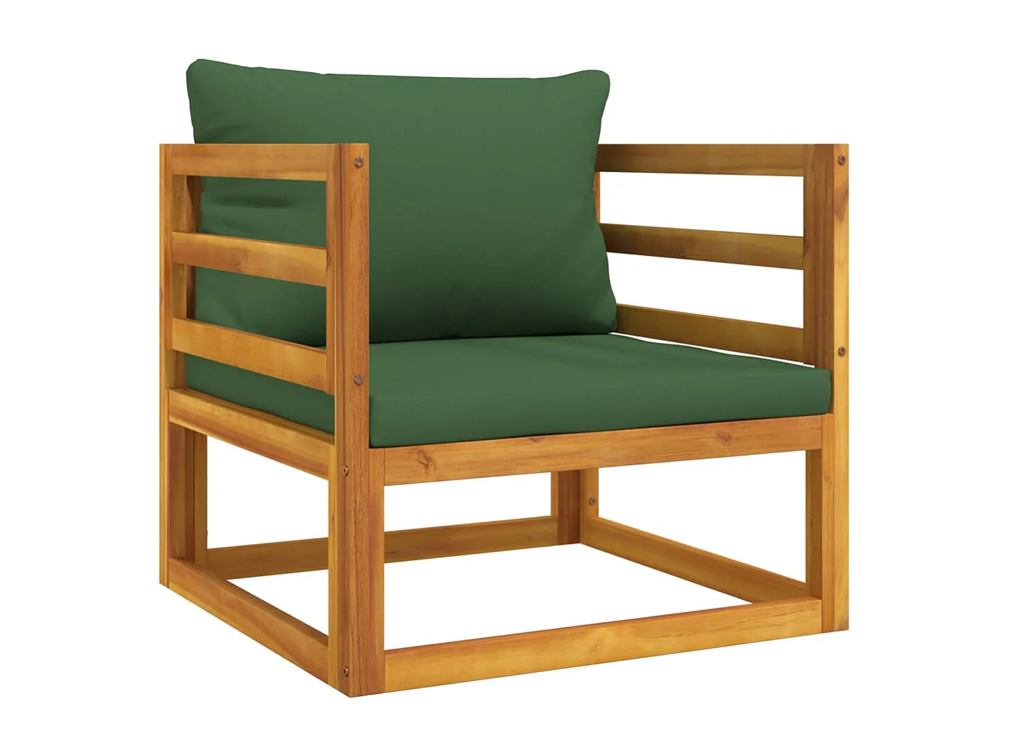 Set Salotto da Giardino 6pz con Cuscini Verdi in Legno Massello