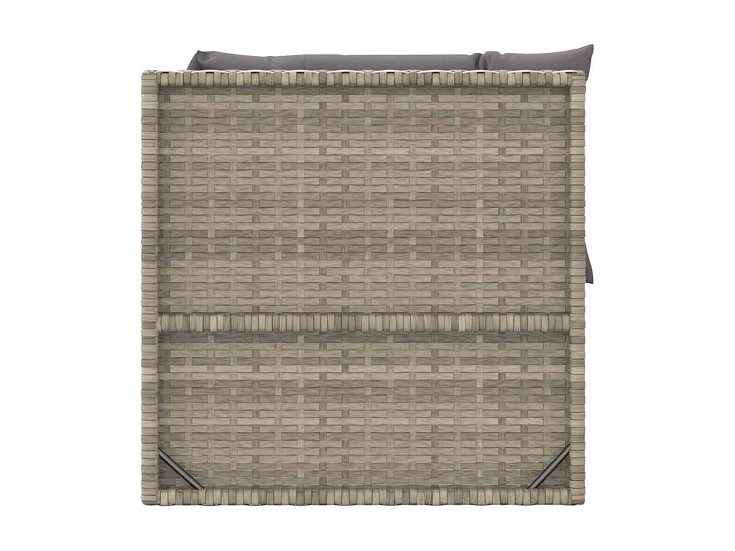 3 pcs conjunto lounge de jardim c/ almofadões vime PE cinzento