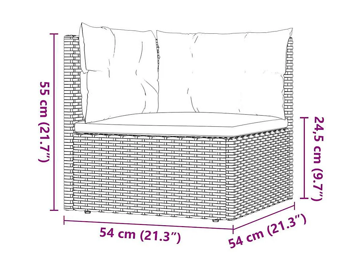 Salon de jardin 3 pcs avec coussins Gris Résine tressée