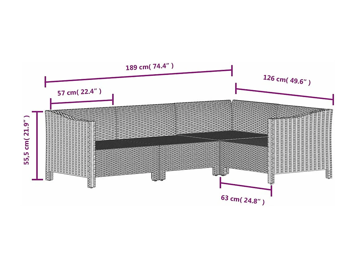 Set Divani da Giardino 7 pz con Cuscini in Polyrattan Grigio
