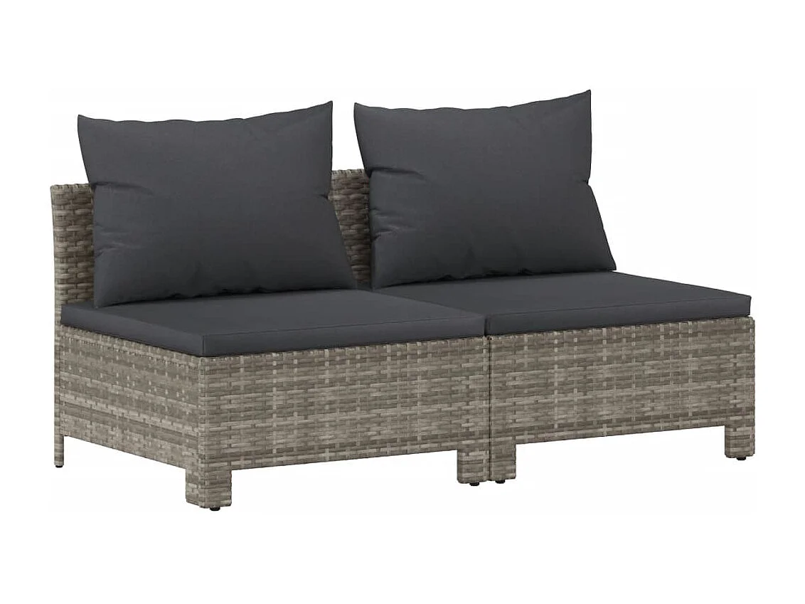 Salon de jardin 7 pcs avec coussins Gris Résine tressée