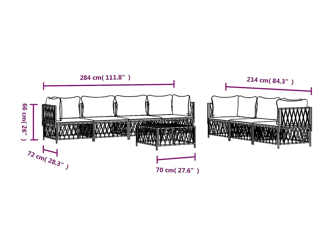 8-tlg. Garten-Lounge-Set mit Kissen Weiß Stahl