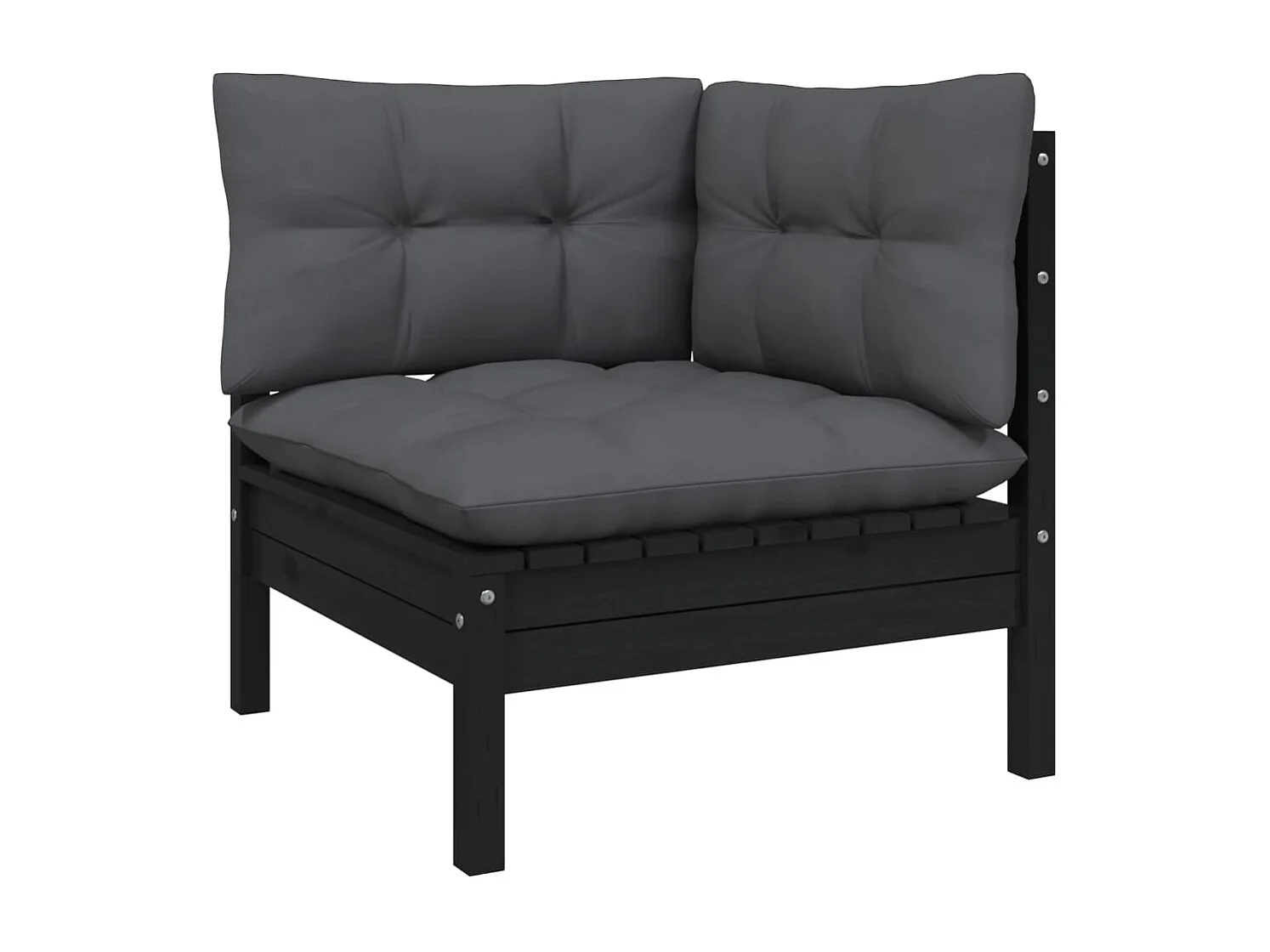 11-tlg. Garten-Lounge-Set mit Kissen Schwarz Massivholz Kiefer