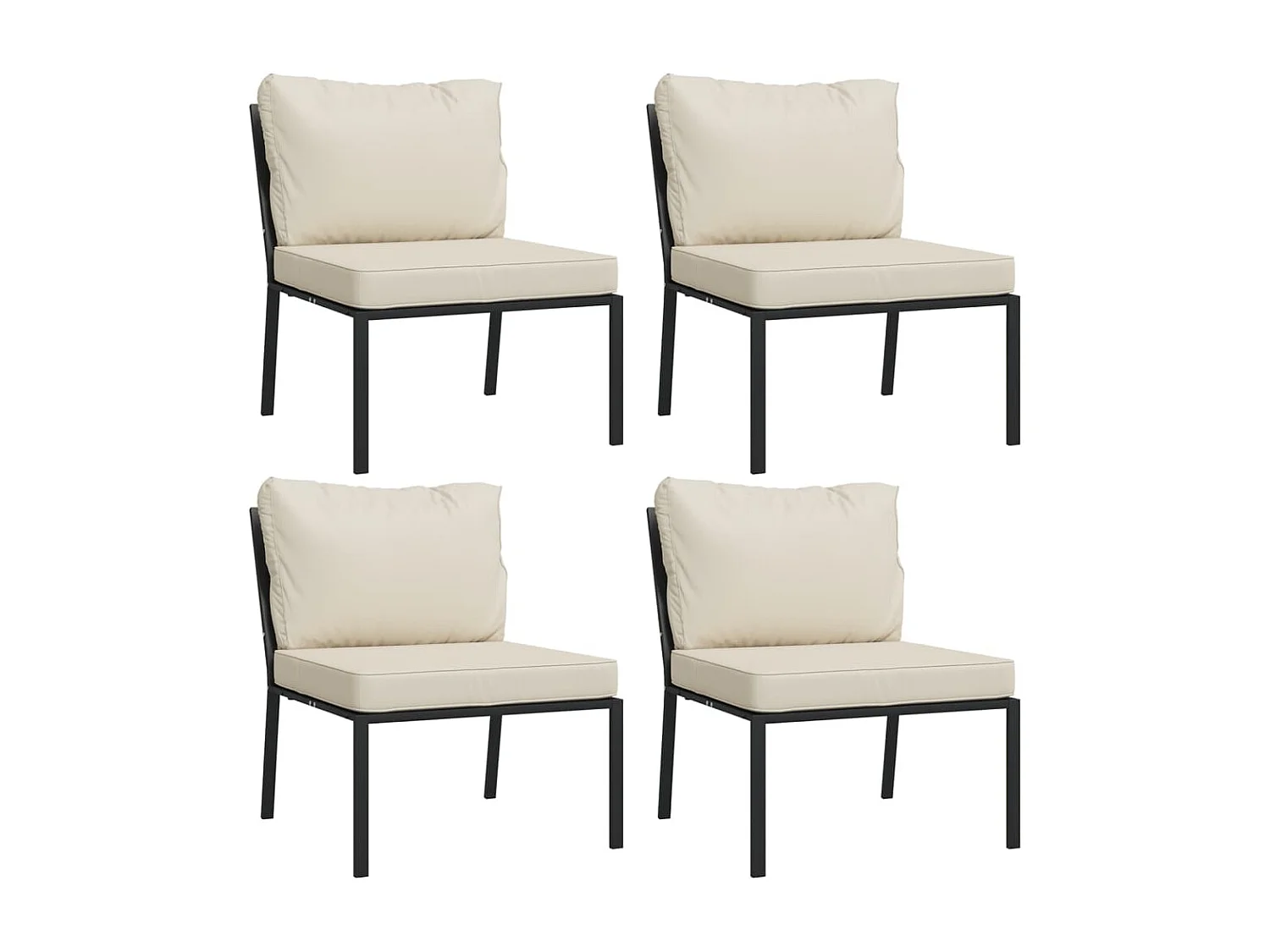 Salon de jardin 9 pcs avec coussins sable acier
