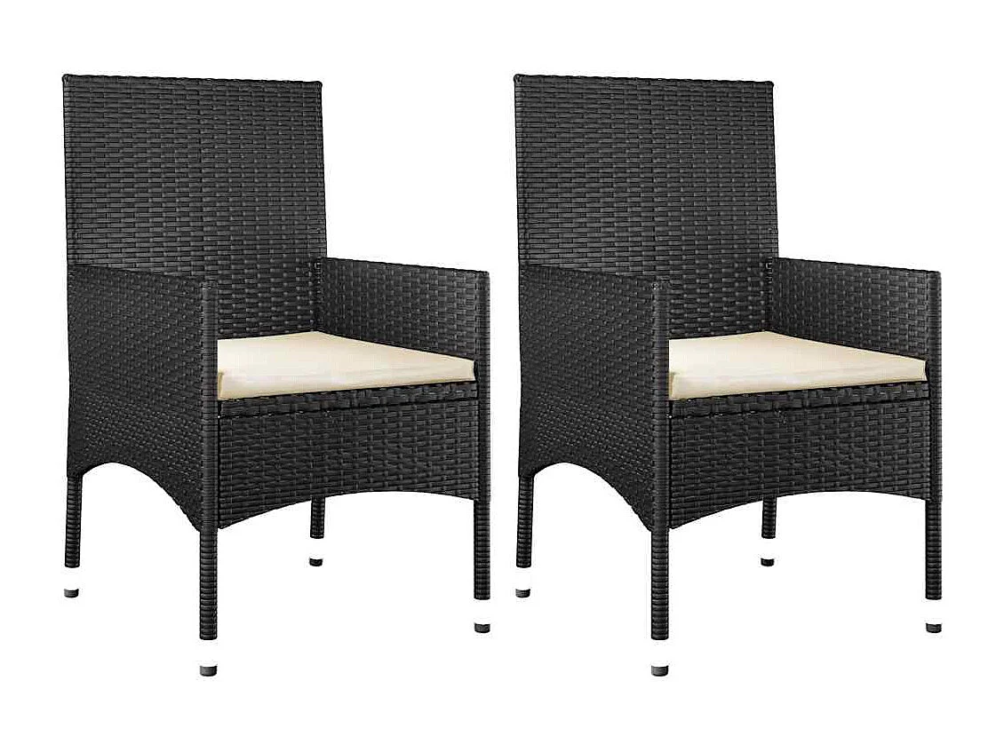 Set Divani da Giardino 4 pz con Cuscini Nero in Polyrattan
