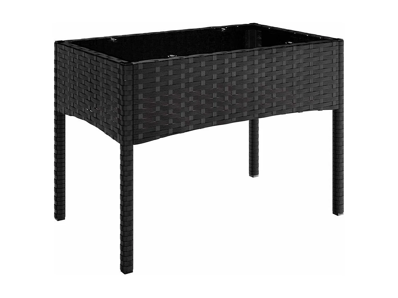 Salon de jardin 4 pcs avec coussins Noir Résine tressée