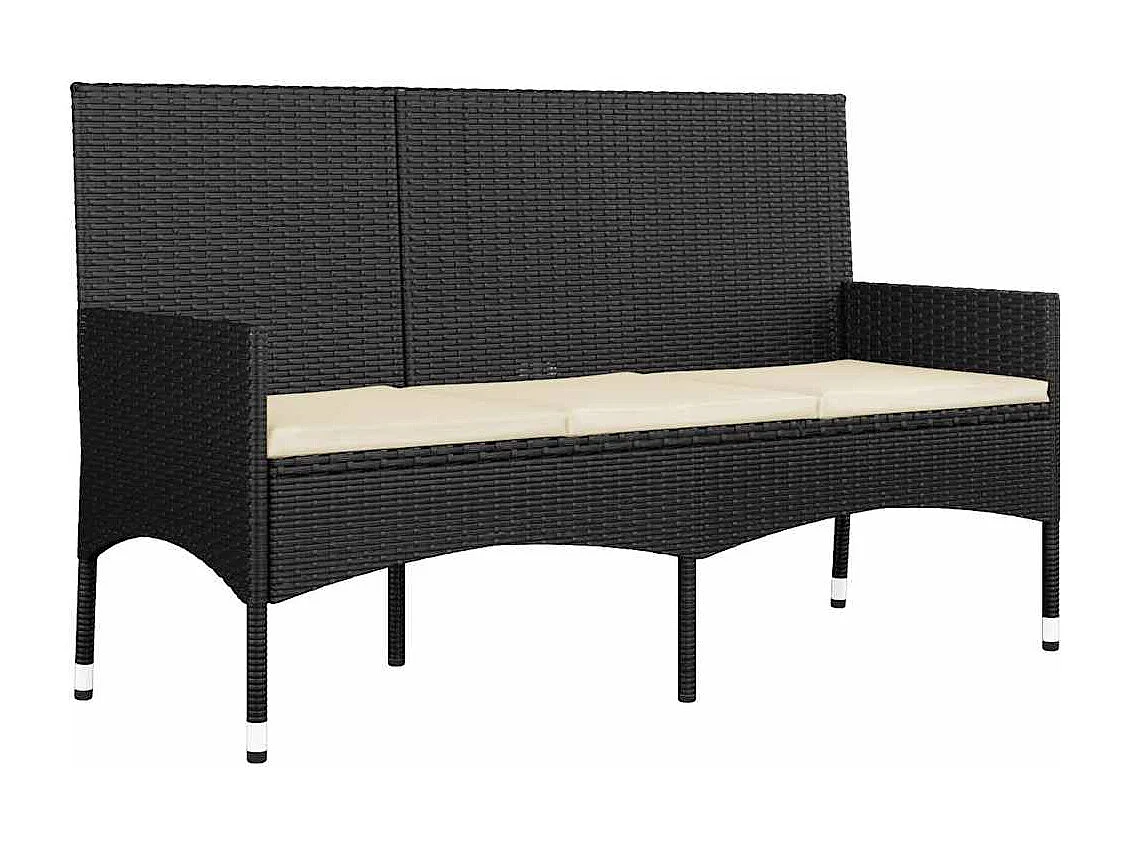 Salon de jardin 4 pcs avec coussins Noir Résine tressée