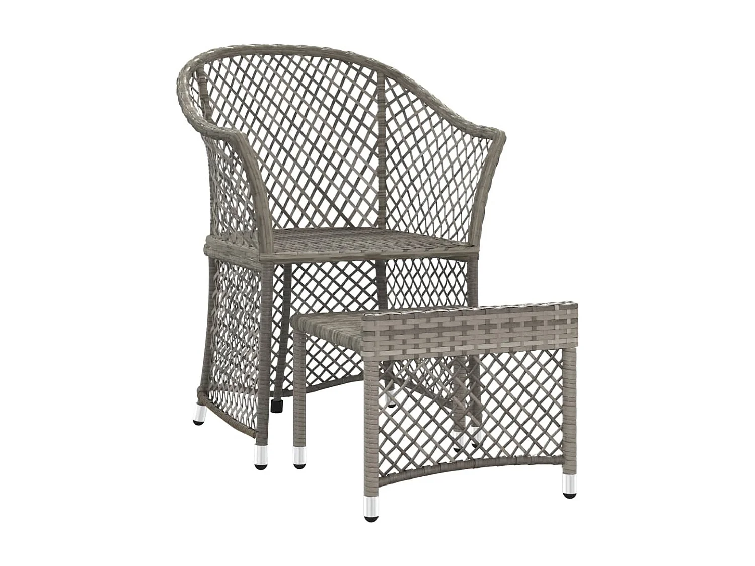 2-tlg. Garten-Lounge-Set mit Kissen Grau Poly Rattan