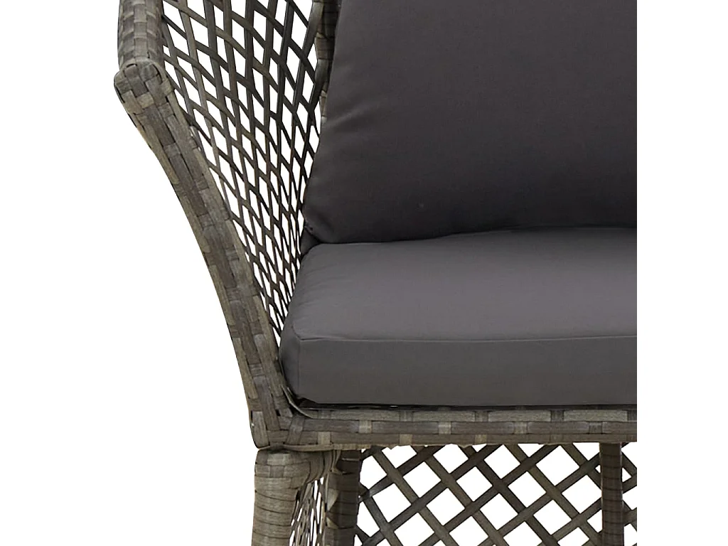 2-tlg. Garten-Lounge-Set mit Kissen Grau Poly Rattan