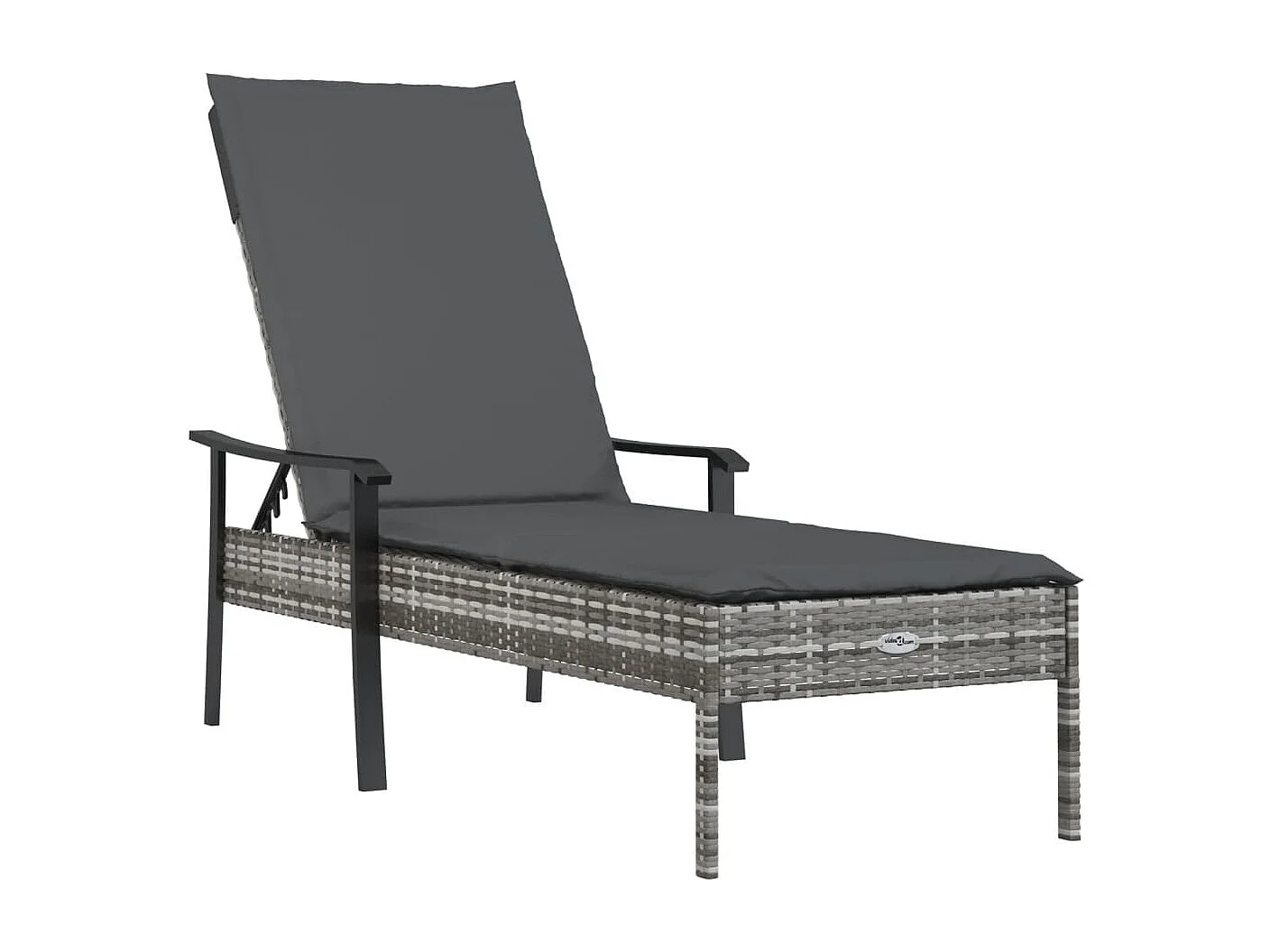 Sonnenliege mit Auflage Grau Poly Rattan