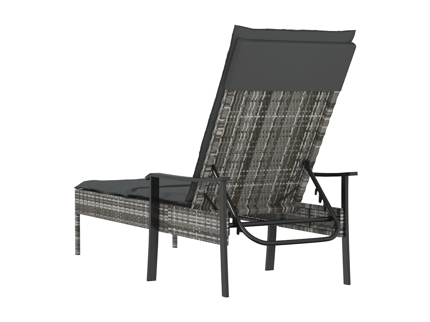 Sonnenliege mit Auflage Grau Poly Rattan