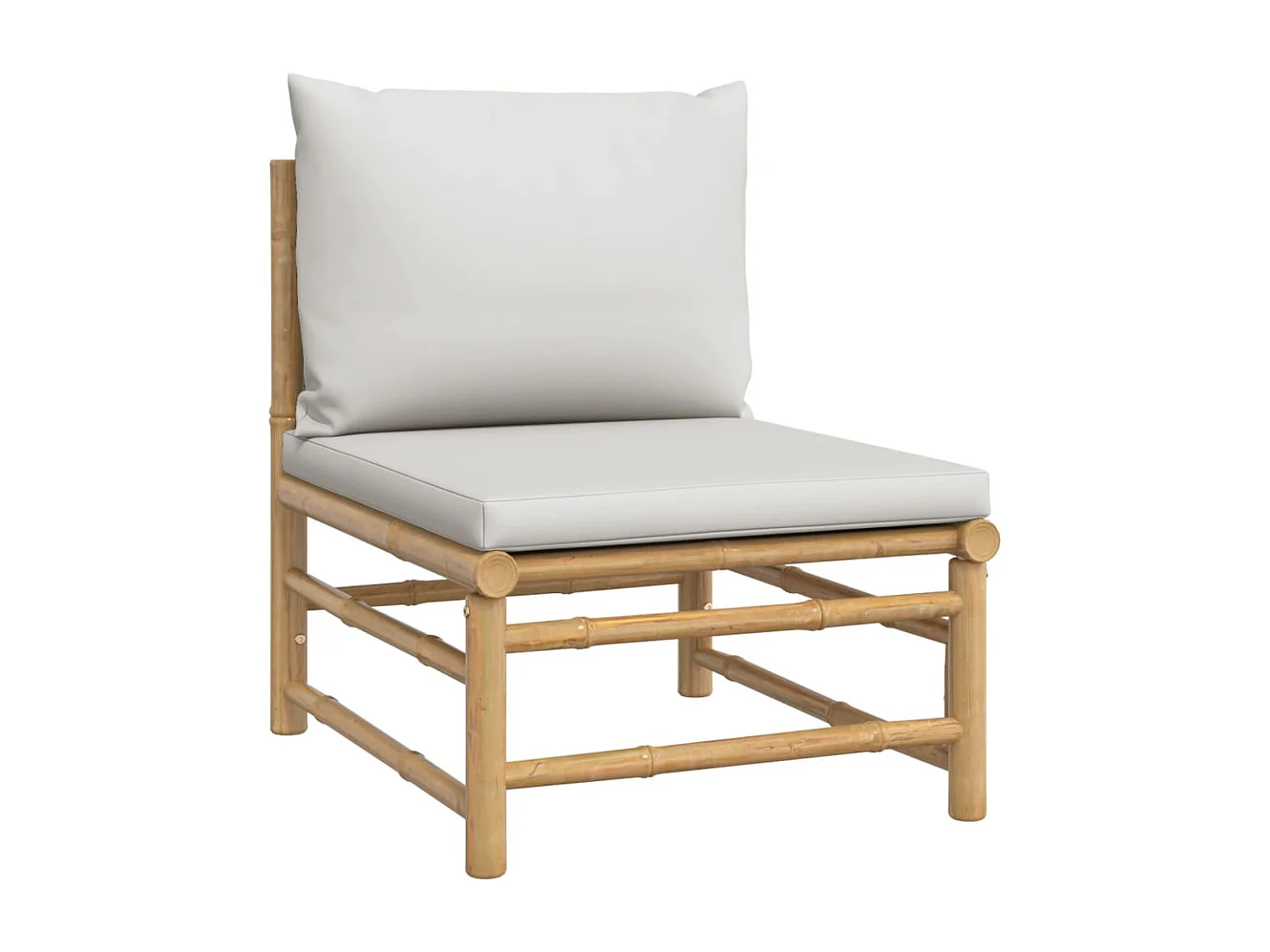 Set Salotto da Giardino 5pz con Cuscini Grigio Chiaro Bambù