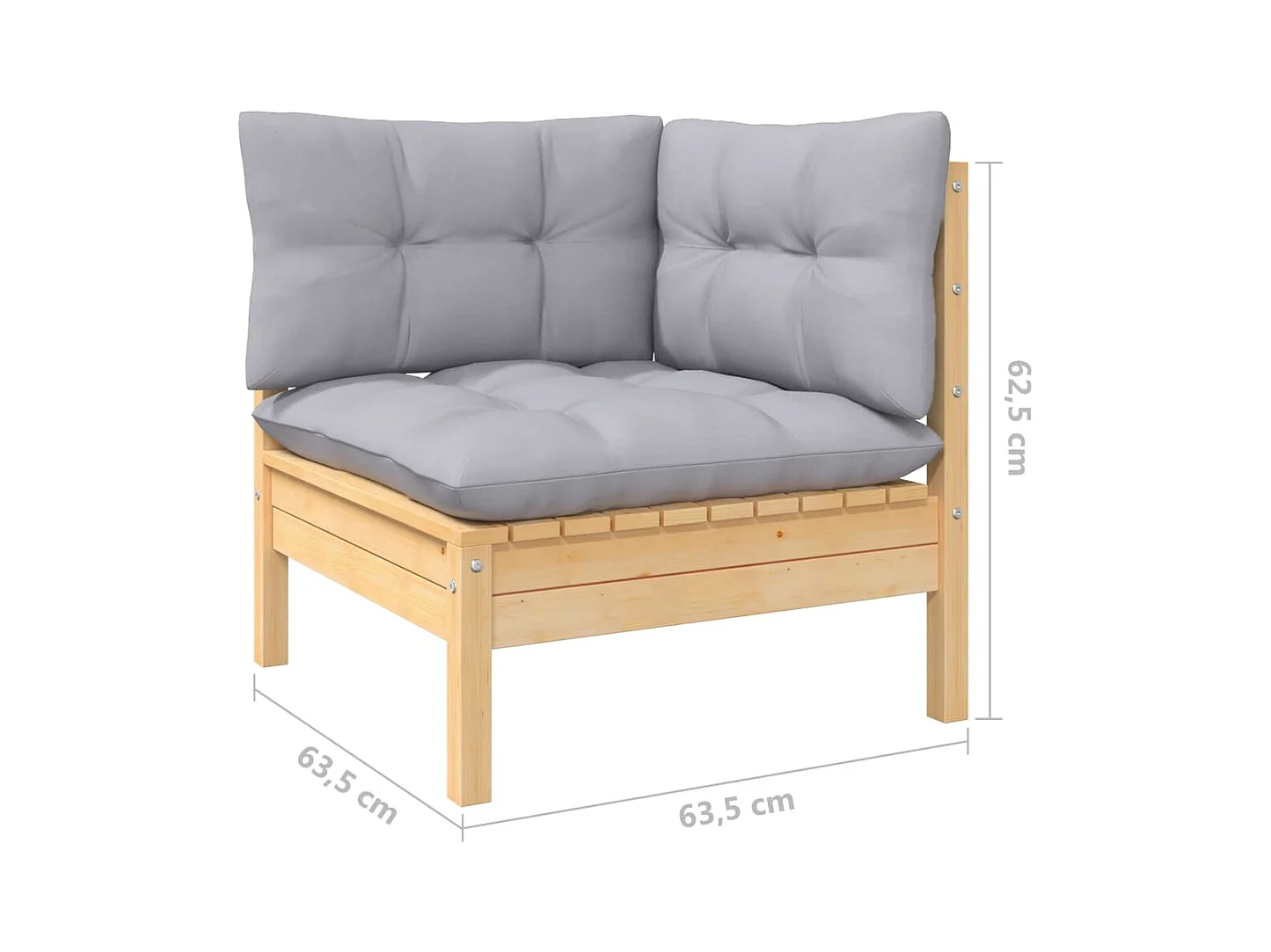 Salon de jardin 8 pcs avec coussins gris Bois de pin