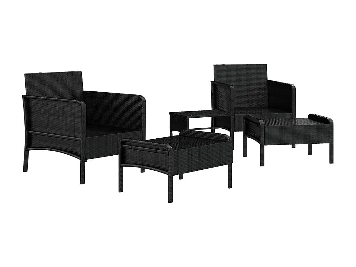 Set de muebles de jardín 5 pzas y cojines ratán sintético negro