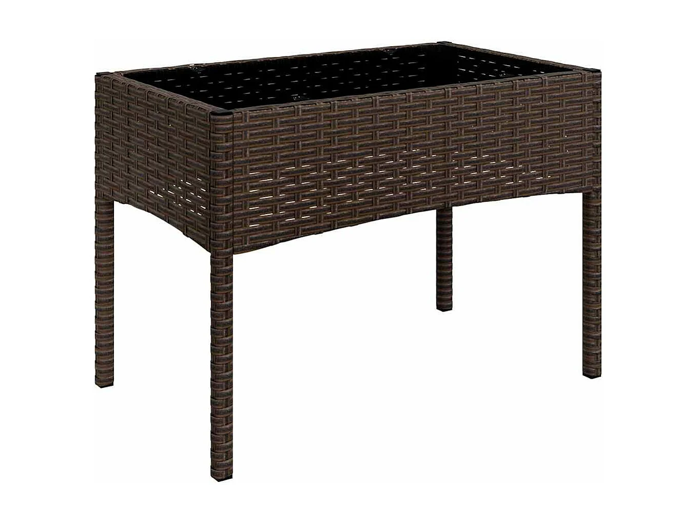 4-tlg. Garten-Lounge-Set mit Kissen Braun Poly Rattan