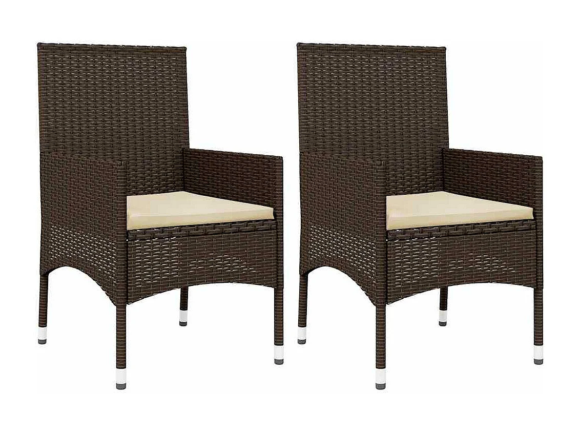 4-tlg. Garten-Lounge-Set mit Kissen Braun Poly Rattan