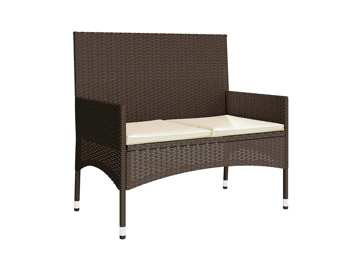 4-delige Loungeset met kussens poly rattan bruin
