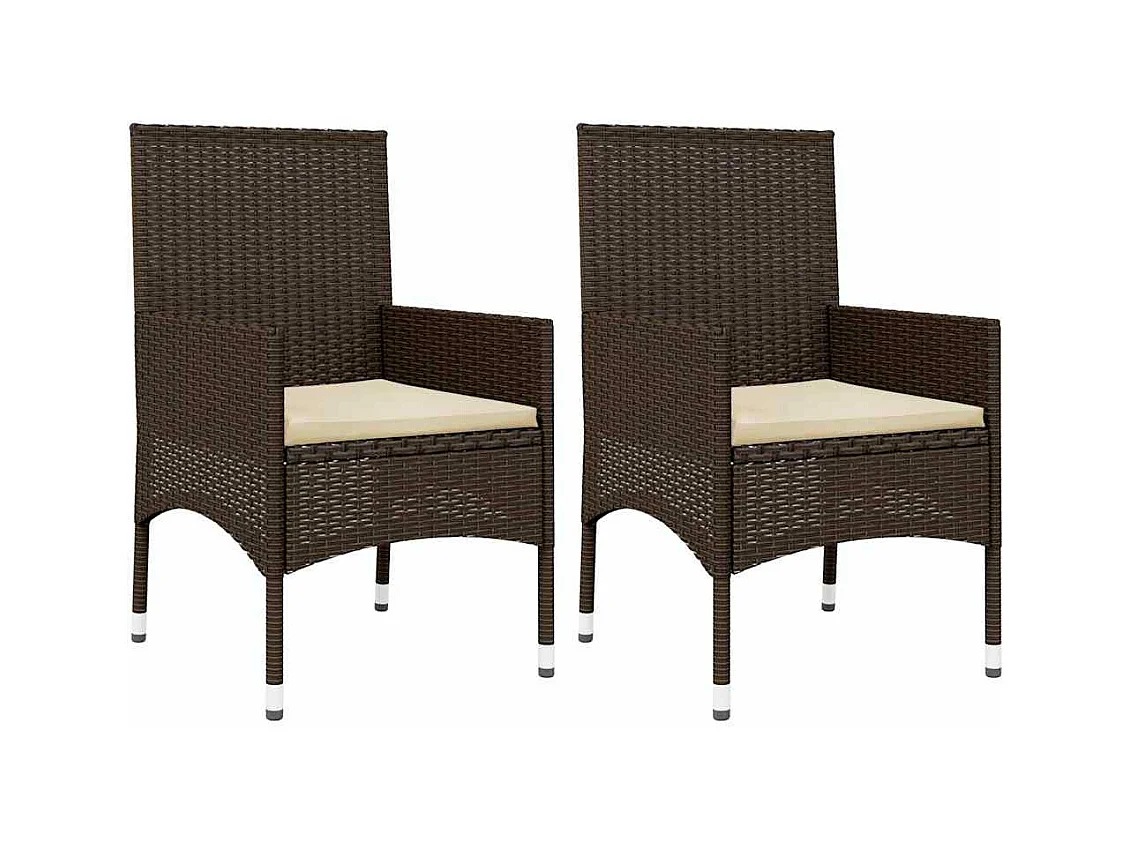 4-delige Loungeset met kussens poly rattan bruin