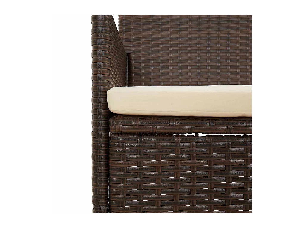 4-delige Loungeset met kussens poly rattan bruin