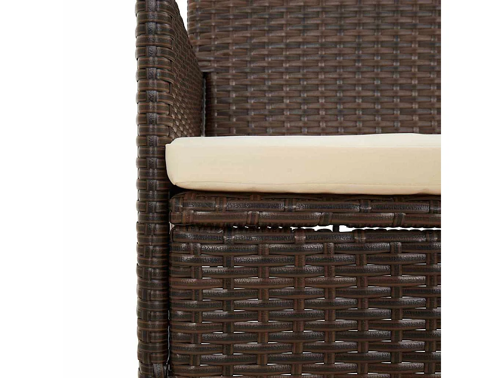 4-delige Loungeset met kussens poly rattan bruin