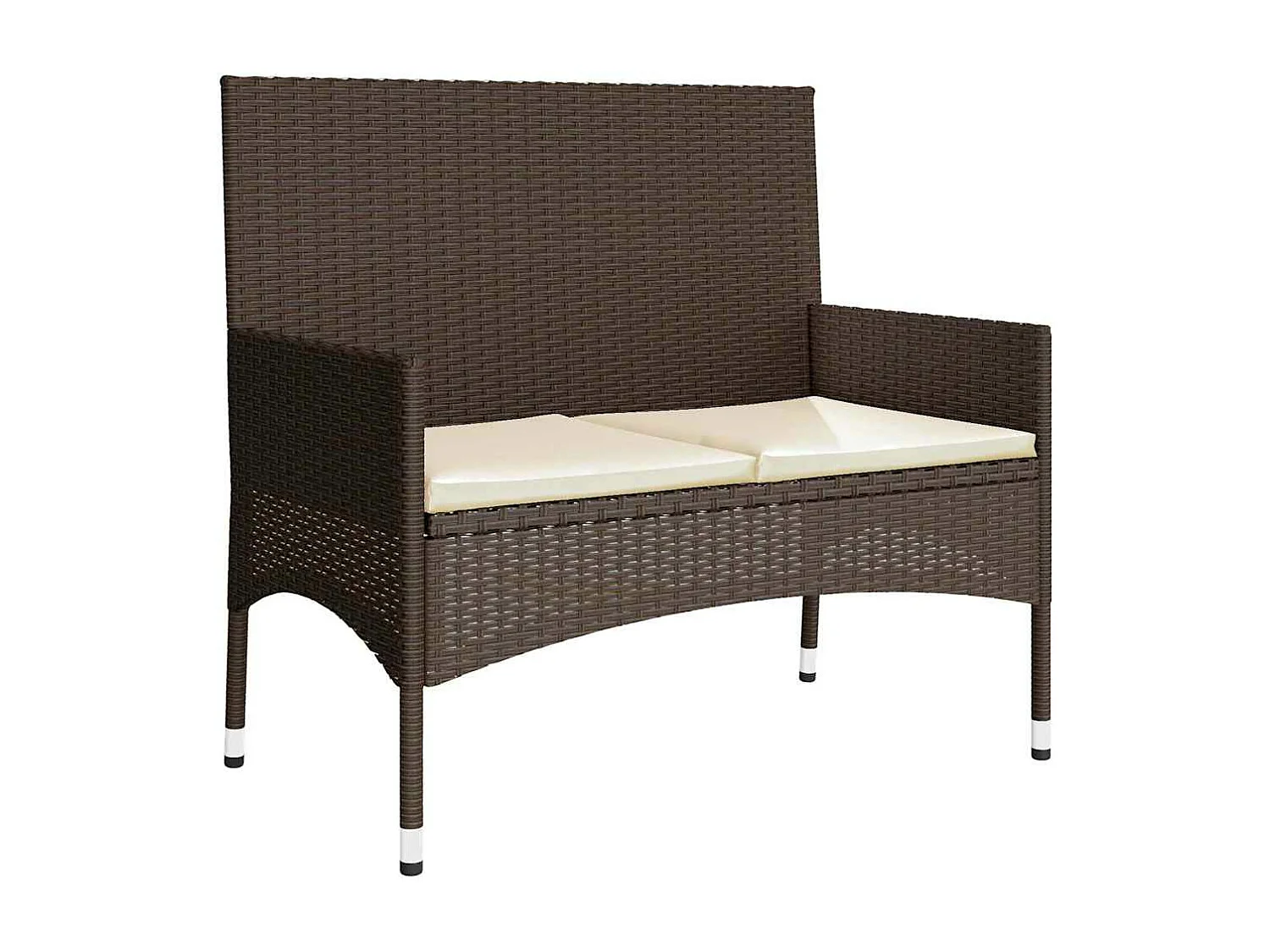 4-delige Loungeset met kussens poly rattan bruin