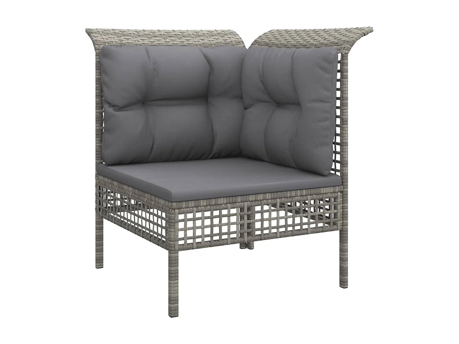 8-tlg. Garten-Lounge-Set mit Kissen Grau Poly Rattan