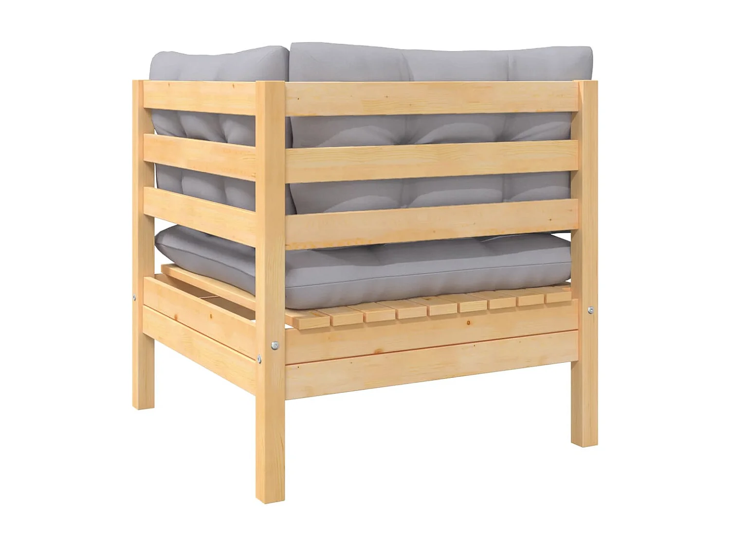 Salon de jardin 6 pcs avec coussins gris Bois de pin massif