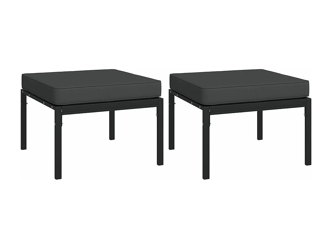 7 pcs conjunto lounge de jardim aço c/ almofadões cinzentos