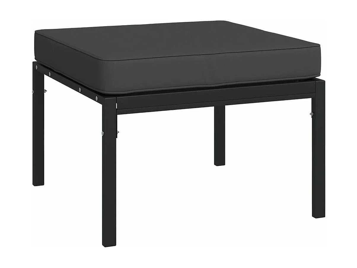 7 pcs conjunto lounge de jardim aço c/ almofadões cinzentos