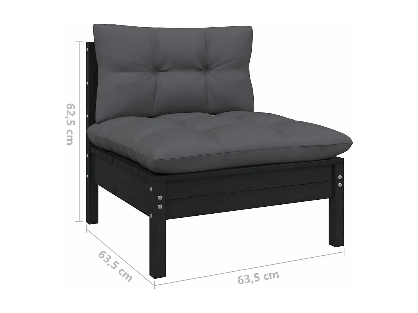 12-tlg. Garten-Lounge-Set mit Kissen Schwarz Kiefernholz