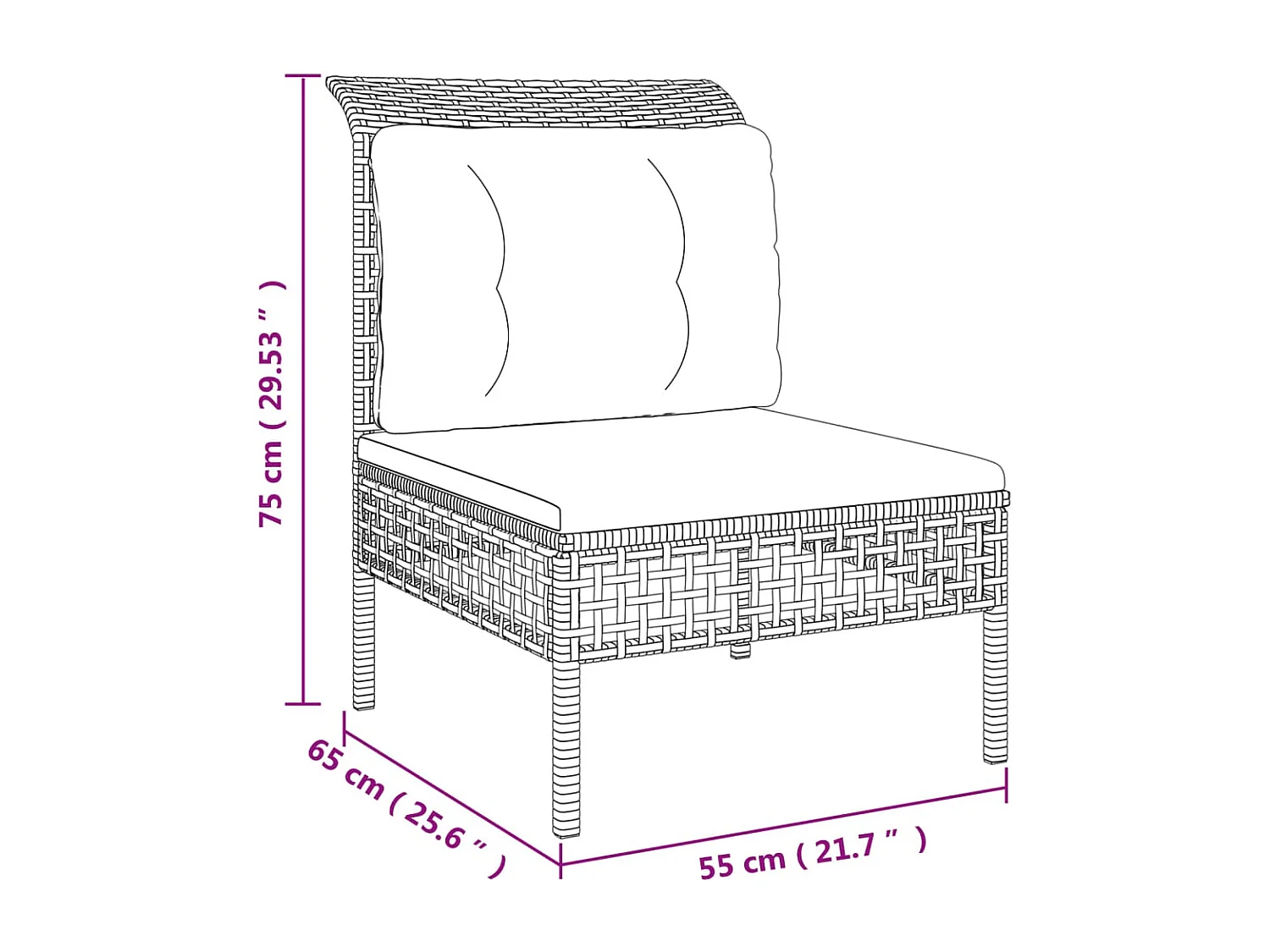 10-tlg. Garten-Lounge-Set mit Kissen Grau Poly Rattan
