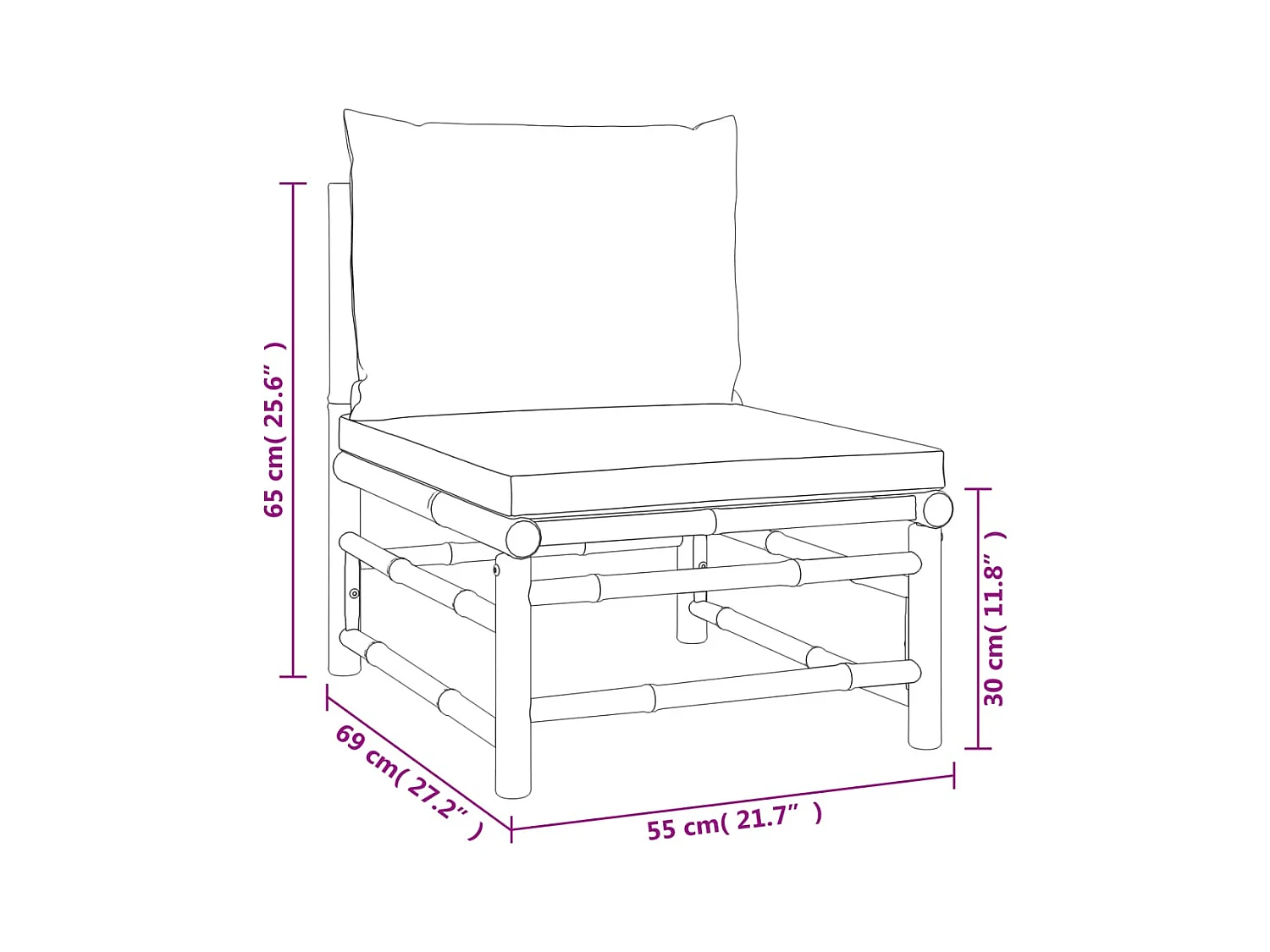 Set Salotto da Giardino 6pz con Cuscini Verdi Bambù