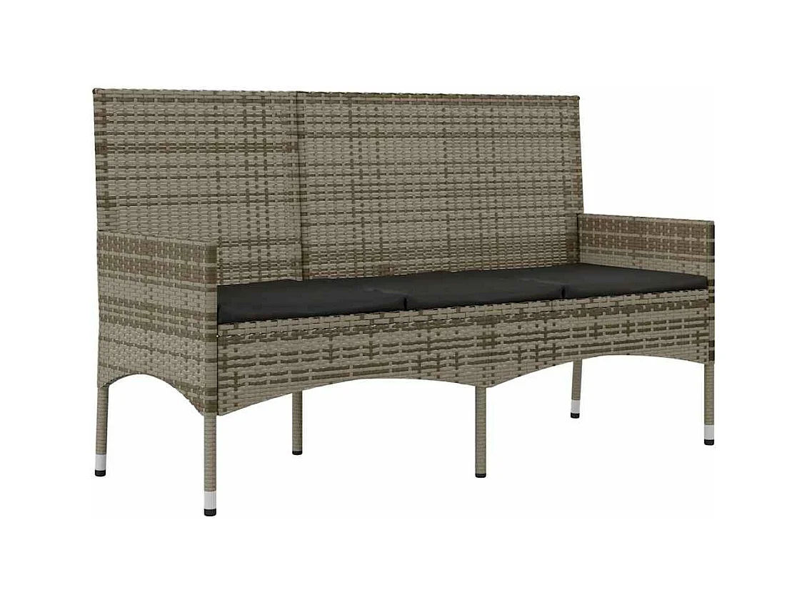 Set Divani da Giardino 4 pz con Cuscini in Polyrattan Grigio
