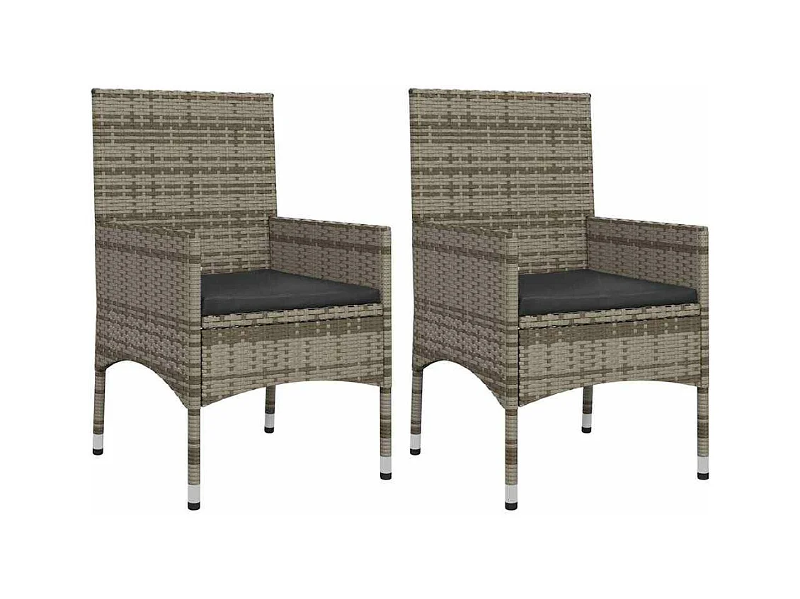 Set Divani da Giardino 4 pz con Cuscini in Polyrattan Grigio