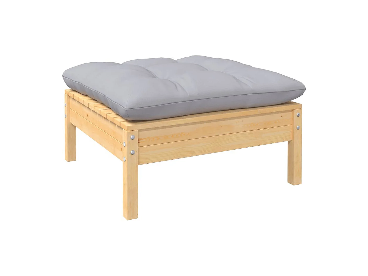 Salon de jardin 14 pcs avec coussins gris Bois de pin solide