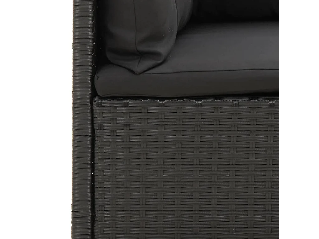 Salon de jardin 3 pcs avec coussins Noir Résine tressée