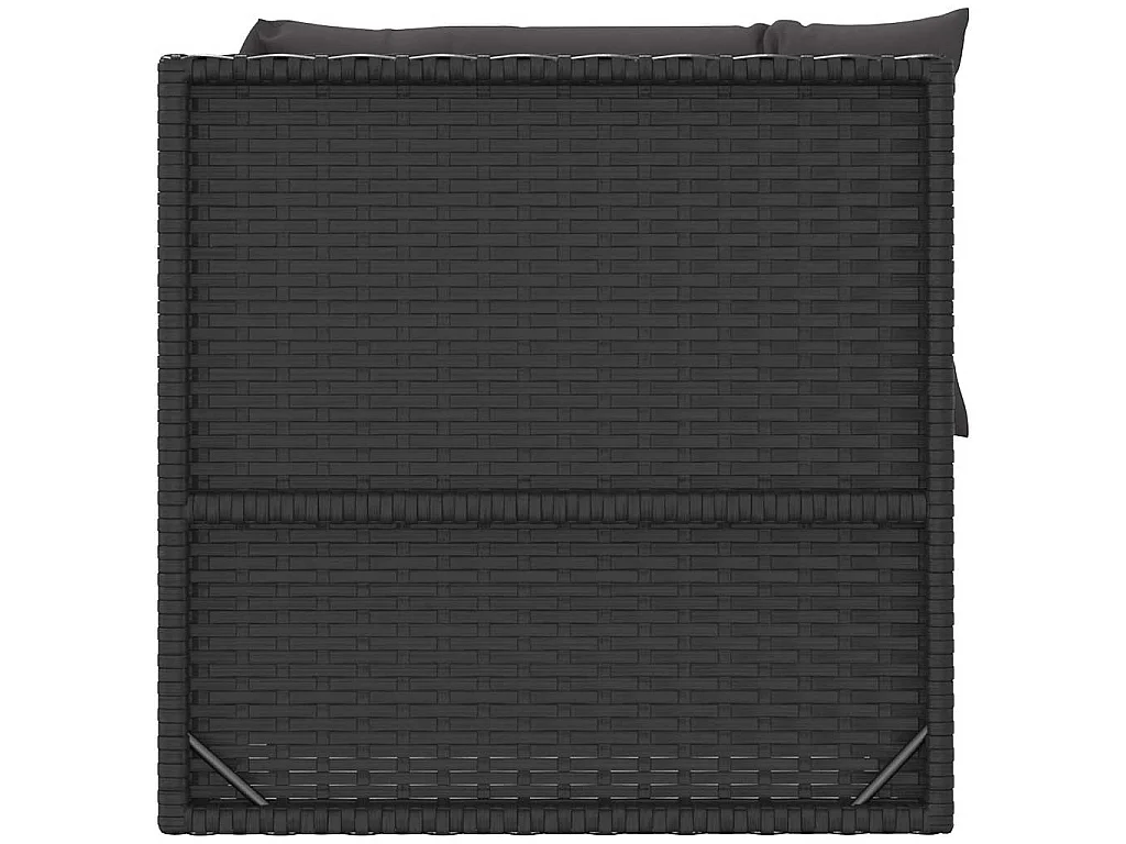 3-delige Loungeset met kussens poly rattan zwart