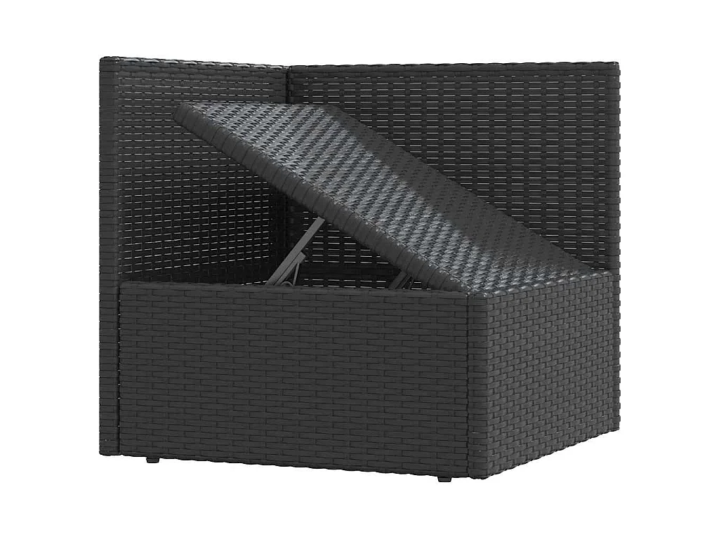 3-delige Loungeset met kussens poly rattan zwart