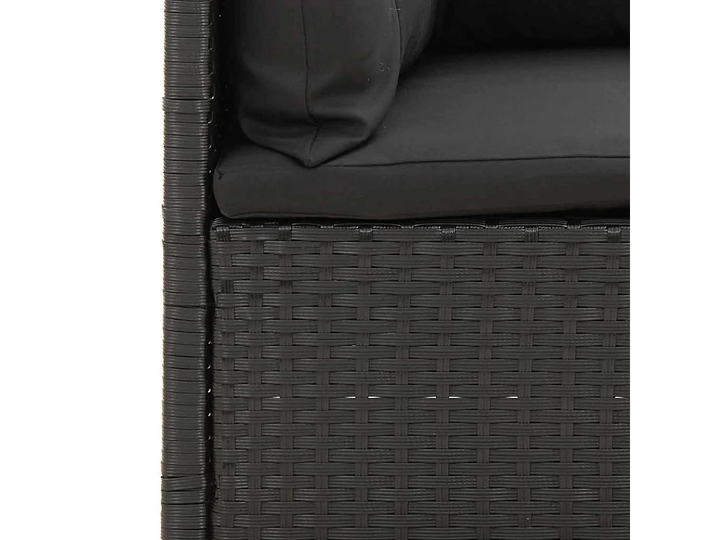 3-delige Loungeset met kussens poly rattan zwart